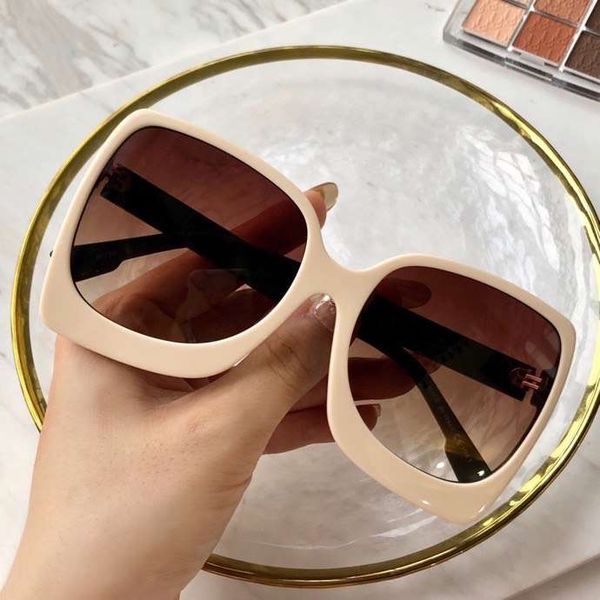 

beige oversized sunglasses brown gradient lens glasses womens sunglasses shades gafas de sol with box, White;black