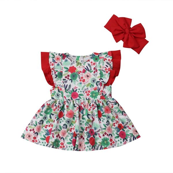 

emmababy toddler kids baby girls clothes ruffle floral dress headband summer 2pcs