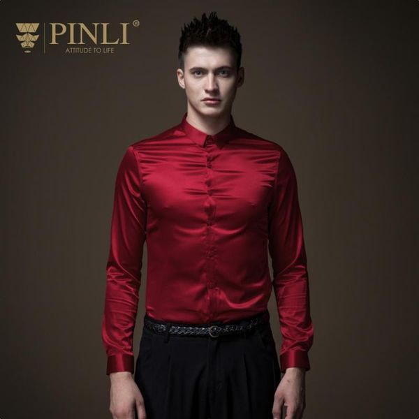 

2020 full camisa social real blusas pinli pin autumn new men's shirt pure color self repairing collar long sleeved b183113503, White;black