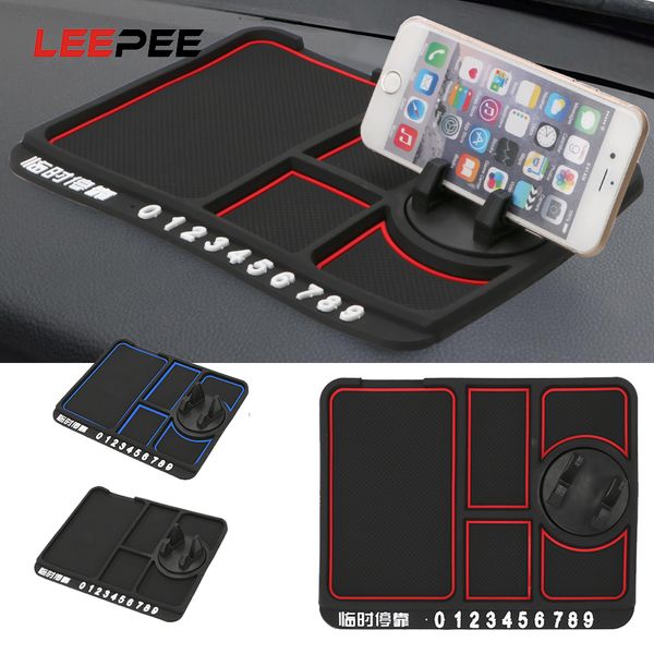 

leepee car anti-slip mat with temporary parking card non slip phone holder bracket multifunctional silicone auto dashboard pad