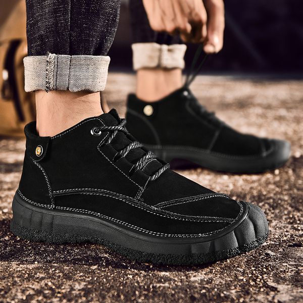 

new autumn and winter leather shoes for men cowhide soft, Black