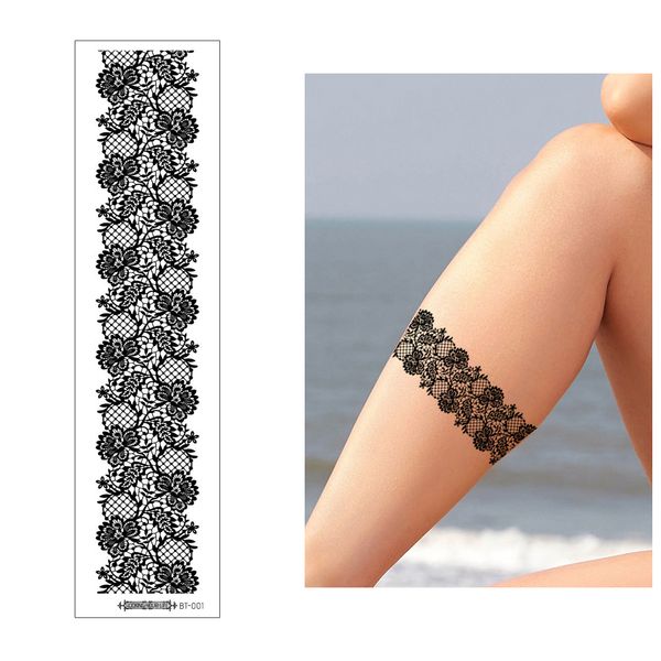 Acheter Corps Noir Temporaire Art Tattoo Henna Dentelle Autocollant Sexy Fleur Creux Designs Pour Femme Poignet Jambe Bijoux Outil De Maquillage