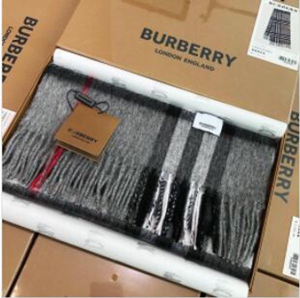 

2019 winter cashmere plaid scarf cashmere scarf women men fashion shawl gift box 180x30cm 069, Blue;gray