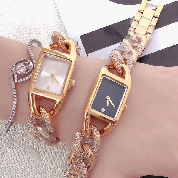 

women's diamond causal quartz watches 2020 fashion skeleton chain women female girls dress swiss movement analog color watch gift clock, Slivery;brown