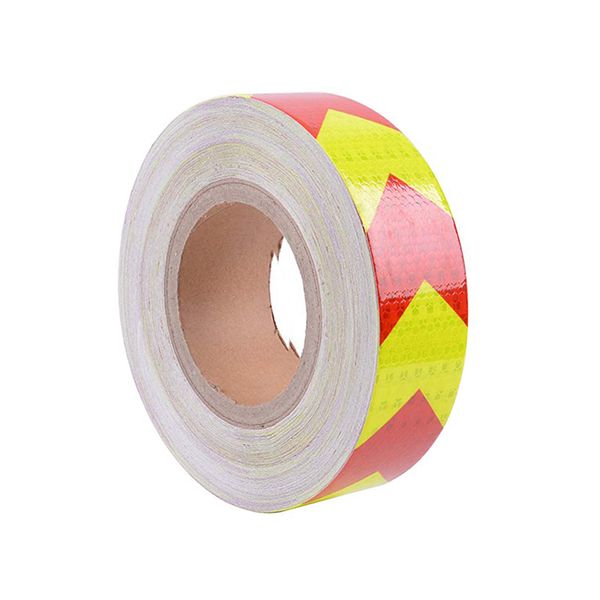 

yellow safety warning tape red arrows reflective adhesive sticker for trucks trailers cars rv's campers boats or mailboxes cb020