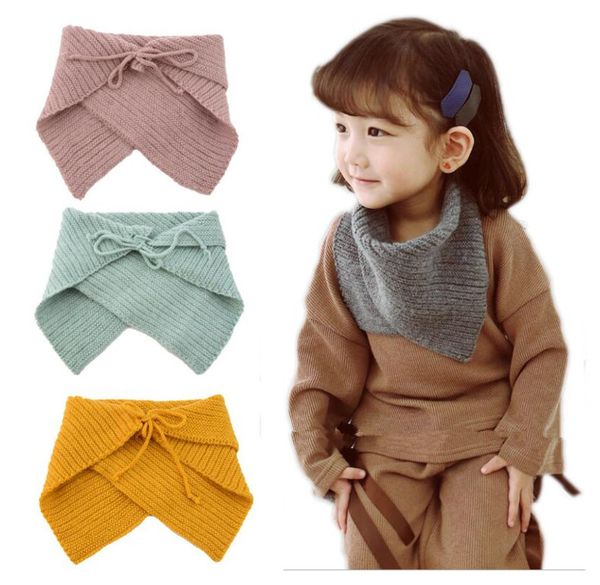 

10 colors kids knitted scarf girls imitation cashmere winter warm crochet scarves children triangular shawls, Red;brown