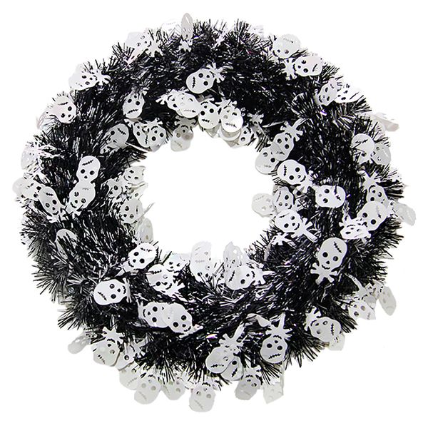 

halloween wreath fashion shiny tinsel skeleton bat spider pumpkin decorative hanging wreath halloween decor pendant 2020 new