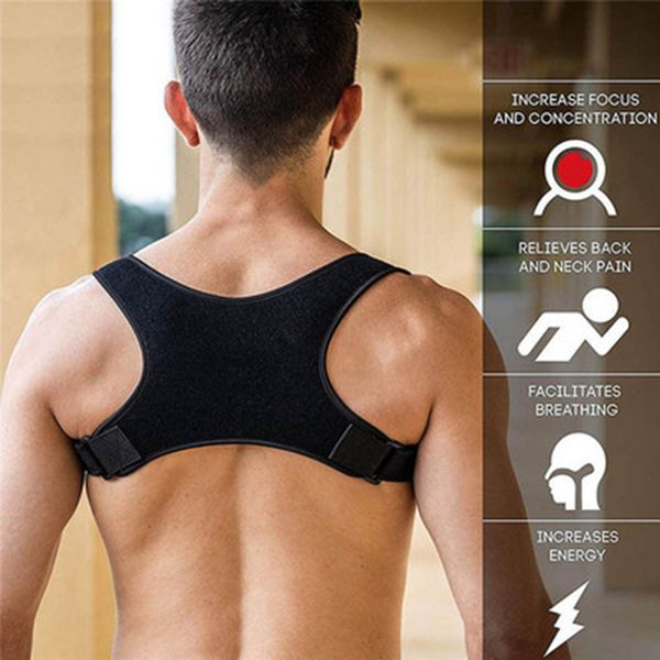 

neoprene posture corrector back support black back shoulder brace belt for men women sports safety support zza1198-1, Black;blue