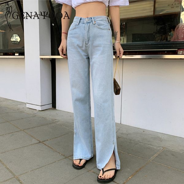 

yedinas casual boyfriend jeans for women high waisted wide leg jeans streetwear loose mom trousers women korean, Blue