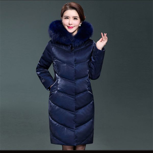 

women down jacket 2019 new fashion mid long winter coat large size 5xl middle-aged warm white duck down outerwear female jiu098, Black