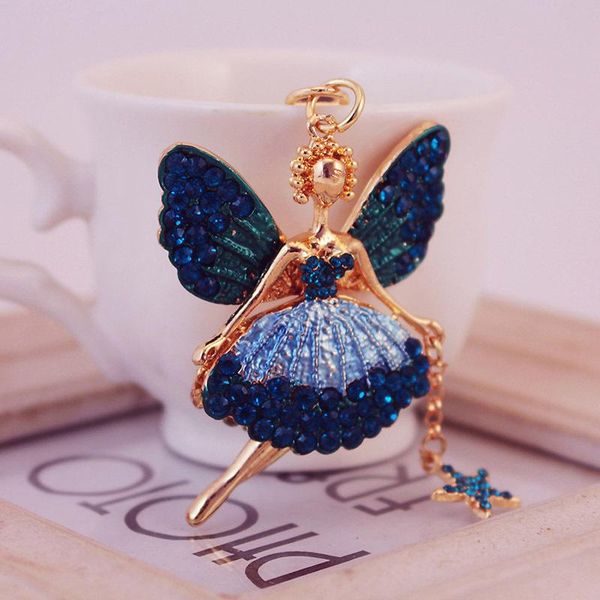 Torna di moda a forma di moda Rinstine Crystal Rhinestone Colorful Princess Cash Charm Chiave Rings Gold Tone Key Chains Keyring