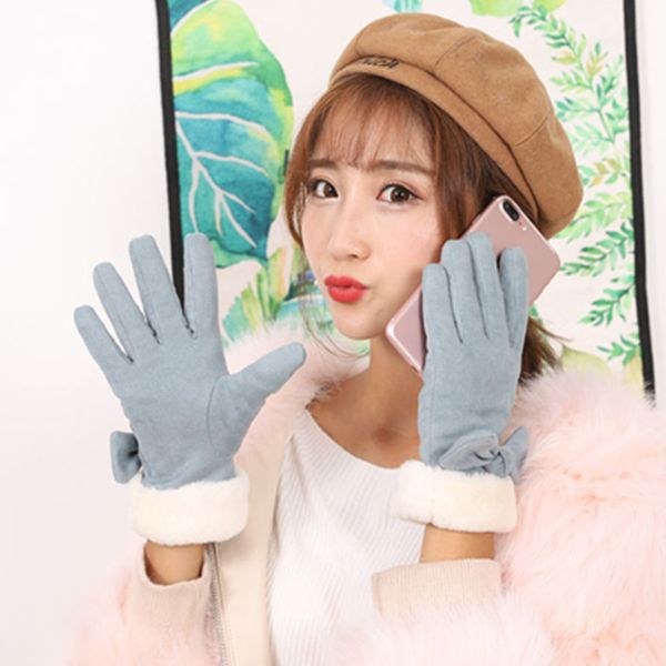 

winter gloves women warm cashmere ski cycling camping mountain climbing outdoor wrist gloves mittens pair ladies touch screen, Black