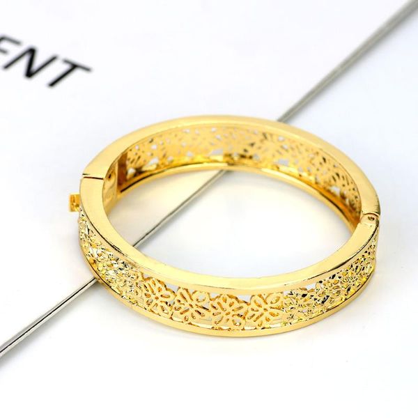 

sunspicems gold color morocco bangle hollow bracelet for women open sleeve dubai wedding jewelry gift wholesale, Black