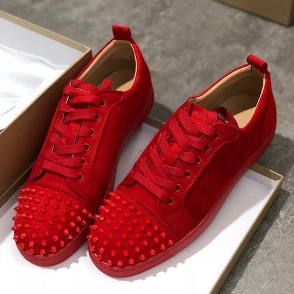 

новая дорогой обувь шипованного шипы мода red leather mens женщины плоских днища люкс обувь партия любители кроссовки, Black