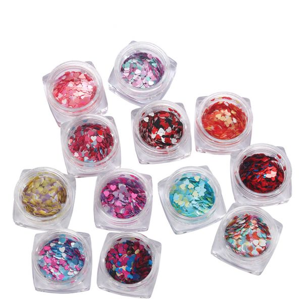 

heart shaped crystal nails art decoration 3d glitter diamond drill colorful glitter heart shape sequins makeup tools 21colors rra2756, Silver;gold