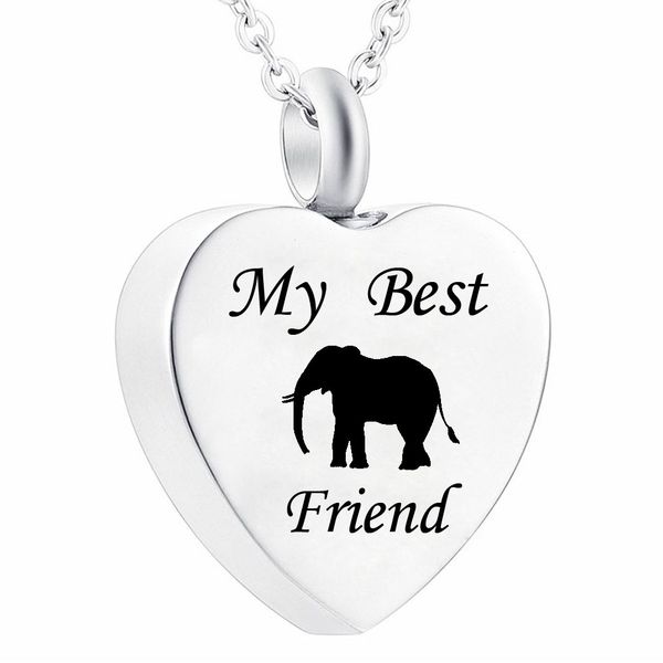 

cremation jewelry for ashes elephant memorial pendant made stainless steel keepsake locket necklace for pet for women, Silver