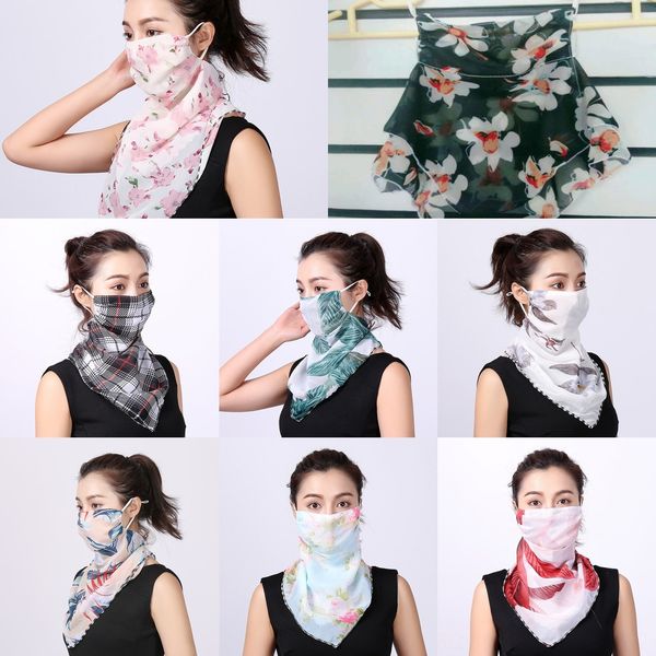

mjzd2 masks women scarf face mask outdoor chiffon handkerchief silk windproof half face dust veil scarf party new, Black