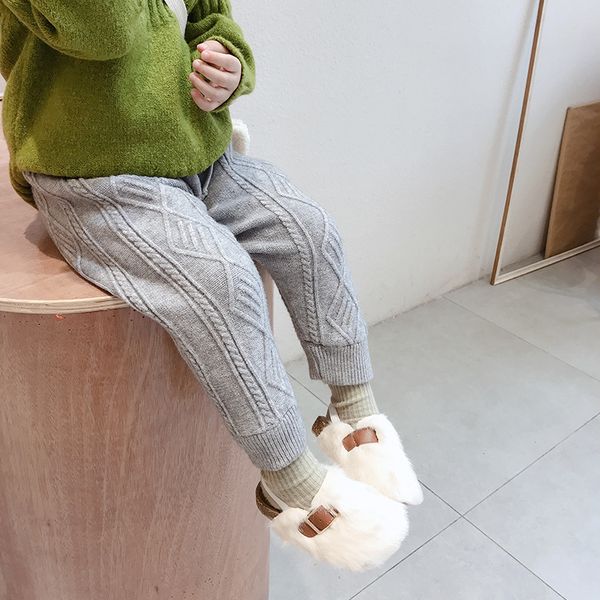 

2019 new arrival girls knitted thicken pants fashion autumn winter kids pants baby girls clothes 2-7t, Blue