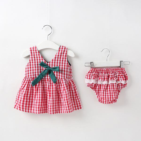 

girls plaid bow vest suit l3.18 t200413, White