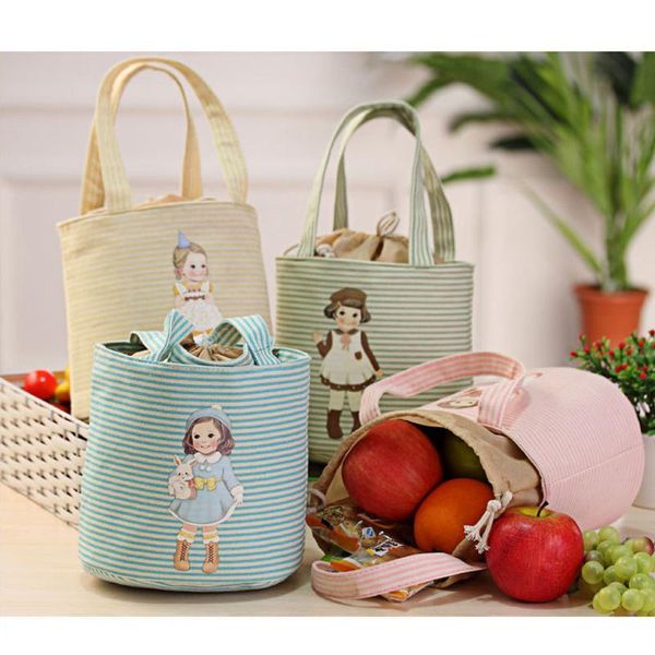 

обед сумка для женщин портативного lunch box cute doll теплоизолирующего tote cooler bag bento мешочек контейнер cooler сумки сумка, Blue;pink