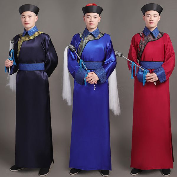 

eunuch ancient robe the qing dynasty ethnic clothing for men cosplay zombie costume film tv performance stage wear, Red