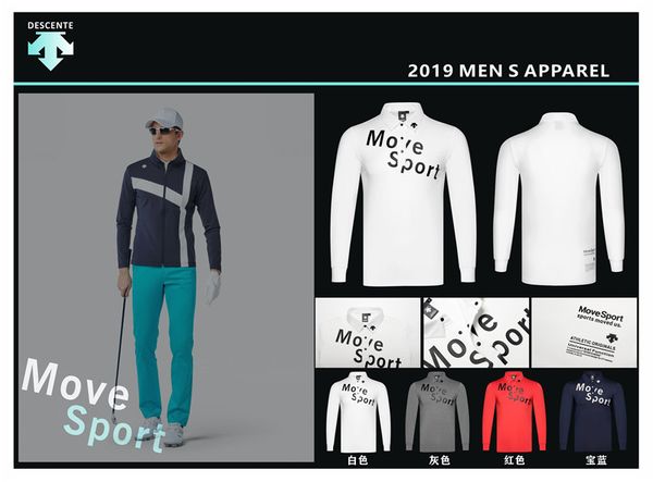 

q2019 men descente long sleeve t-shirt golf t-shirt 3colors golf clothes s-xxl in choice leisure shirt ing, Black;blue
