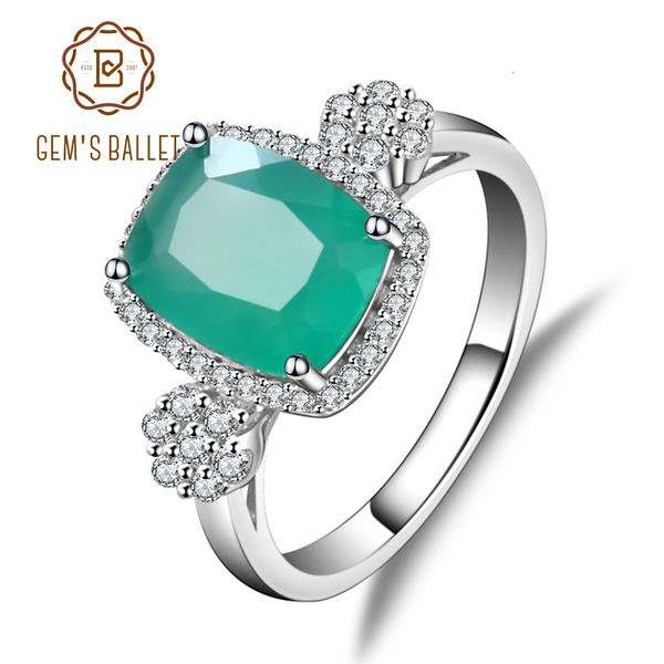 

gem's ballet solid 925 sterling silver green agate gemstone rings vintage shiny classic engagement wedding rings fine jewelry cj191205, Slivery;golden