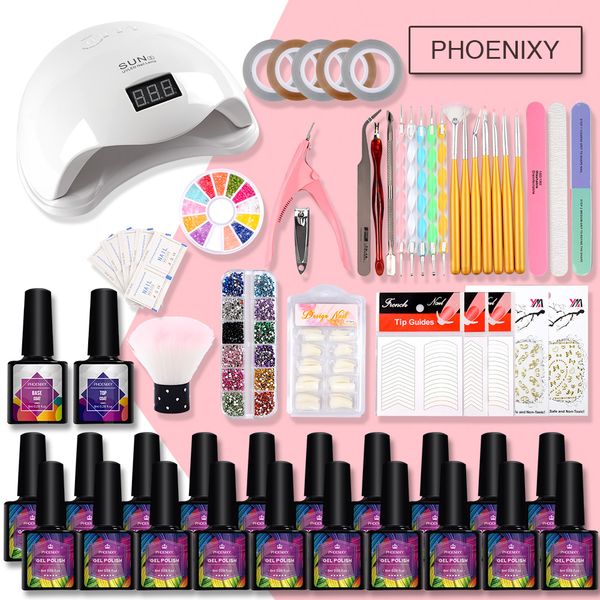 

manicure kit 48w led dryer lamp for nail polish electric manicure set 8ml nail gel polish with lamp drill art tools kit