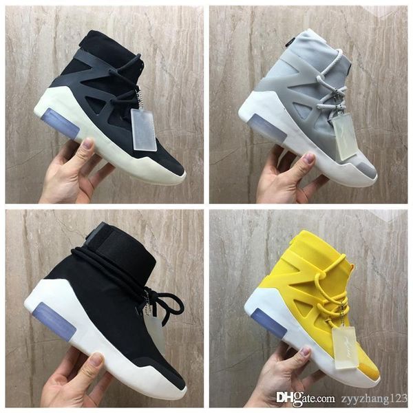 

new release air fear of god 1 men shoes fog boots light bone black sail basketball shoes men sports zoom sneakers size 7-13