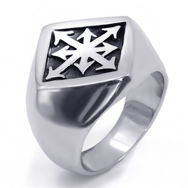 

vintage mens boys stainless steel ring gothic magic 8 pointed chaos star cross fashion jewelry size 8-12 drop shipping, Slivery;golden