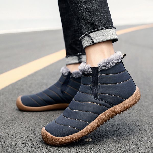 

2019 men boots winter with fur warm snow boots men winter work shoes footwear fashion big size 48, Black