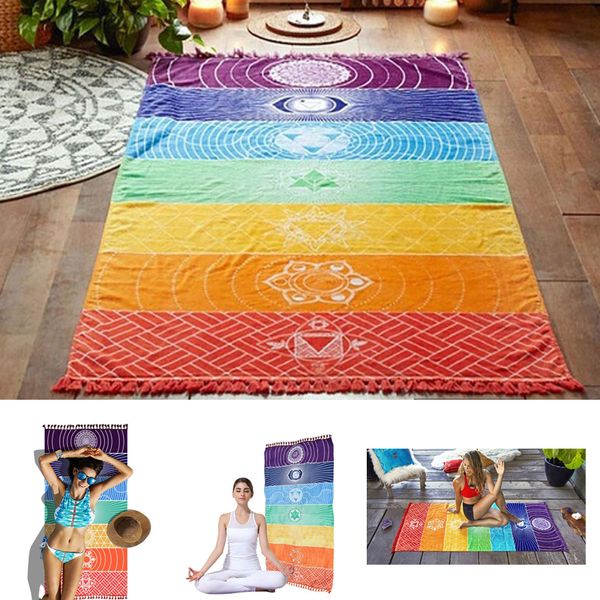 

rainbow beach mat mandala blanket wall hanging tapestry stripe towel yoga