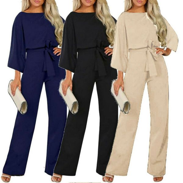 

new women jumpsuit wide leg belts party jumpsuit playsuit evening party bodysuit s-xxl good quality, Black;white