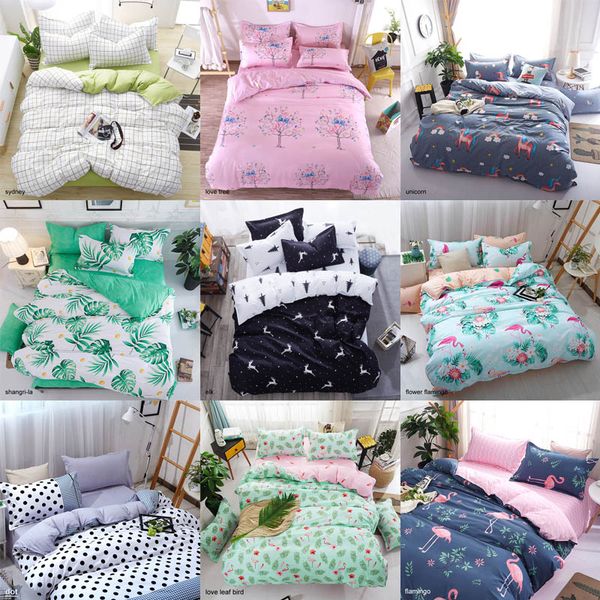 

bedding sets geometric pattern bed sheet children student dormitory bed linings cartoon 3/4pcs pillowcases cover set
