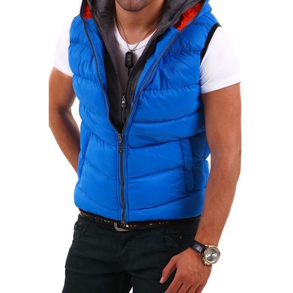 

zogaa autumn winter men's parkas vest warm casual cotton jackets mens sleeveless hooded waistcoat fashion zipper slim fit vest, Black