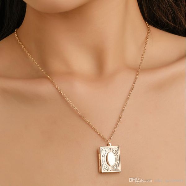 

grimoire magic book pendant necklace gold/ silver/b pendant necklace gold/ silver/black color plated with metal chain for women girls gift