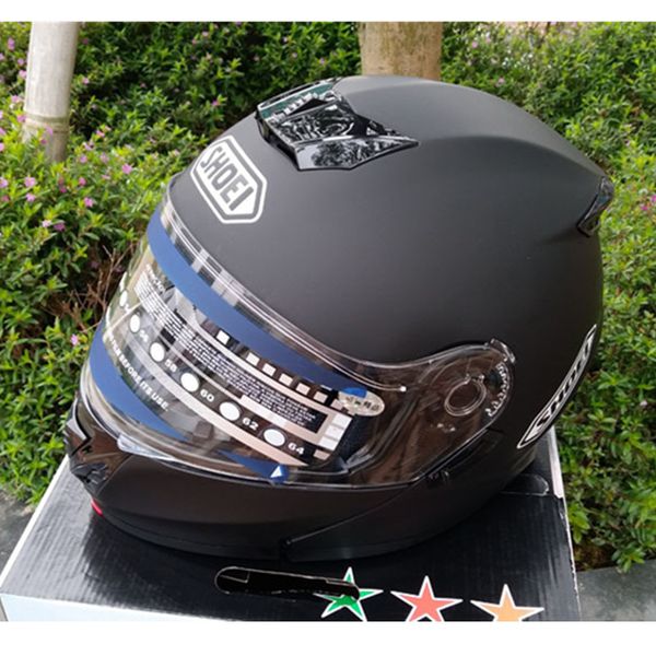 

flip up motorcycle helmet full helmet motorcycle atv safety dual lens matte black, capacete