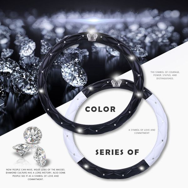 

auto car interior accessory skidproof pu leather cover steering wheel cover rhinestones anti-slip universal car-styling 38cm