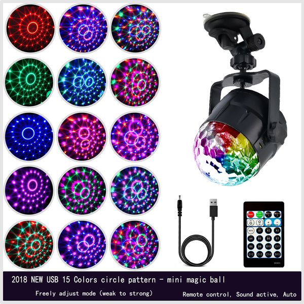 

kkmoon 15 colors led usb car dj disco ball lumiere 5w sound activated projector rgbp stage lighting effect lamp light music
