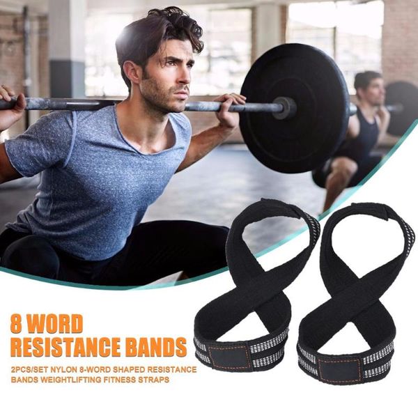 

2pcs/set nylon 8-word shaped resistance bands weightlifting fitness straps gym rubber latex yoga gym strength training equipment