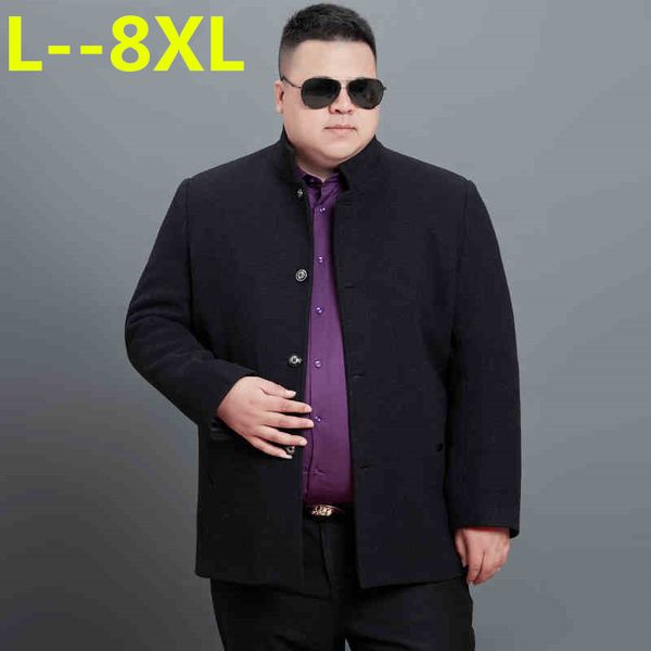 

8xl 6xl 5xl 4xl mens boutique solid color high-end stand collar woolen coats / male casual slim woolen windbreaker jacket coats, Black;brown