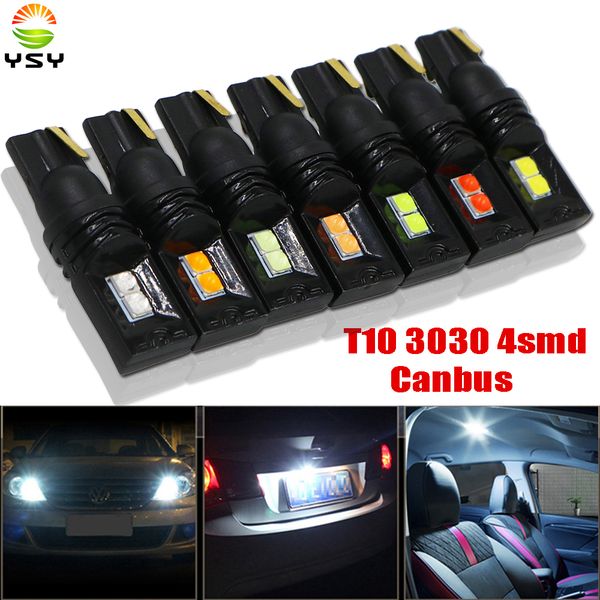 

ysy 100x new t10 led canbus 3030-4smd t10 w5w 194 168 car indicator lamp clearance lights universal 3w 12v w5w canbus led green