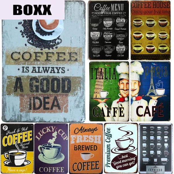 

new coffee set metal sign store bar wall decoration tin sign vintage metal signs home decor painting plaques poster