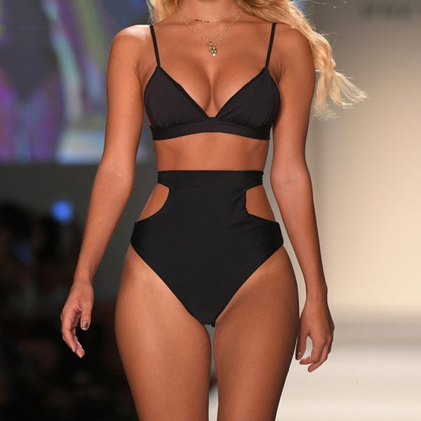 

bandea high waist swimwear women bikinis set padded swimsuit push up bikini 2019 polyester trajes de bano women bathing suit biquini, White;black