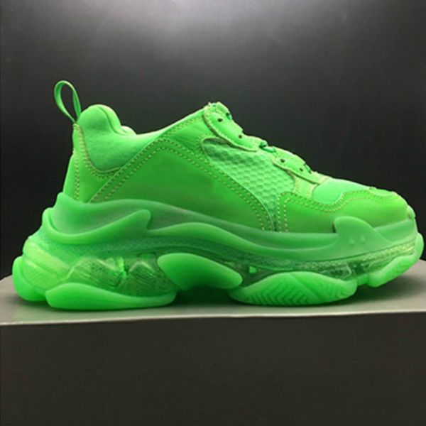 

with box 2019 mens and womens casual shoes triple s clear sole white black green trainers 36-45 yb32