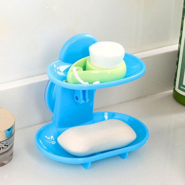 

outdoor gadgets double layers soap box bathroom dish sucker holder container