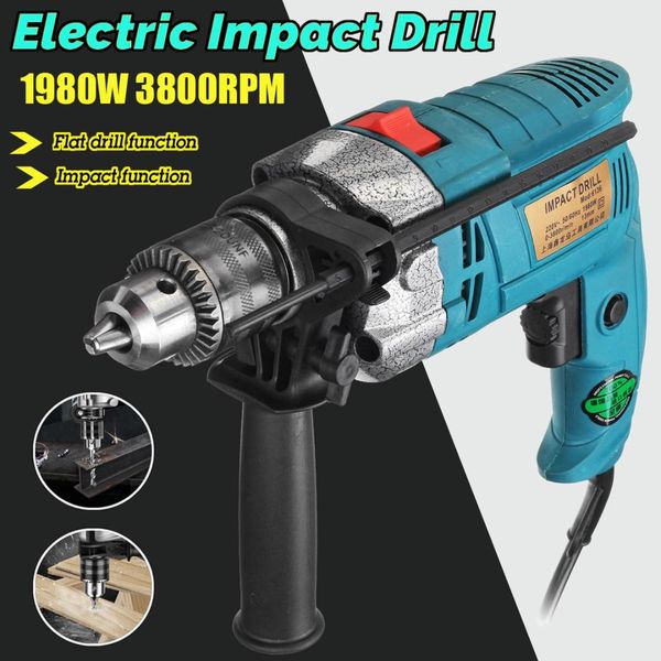 

1980w electric brushless 13mm electric handheld impact flat drill guns torque driver tool