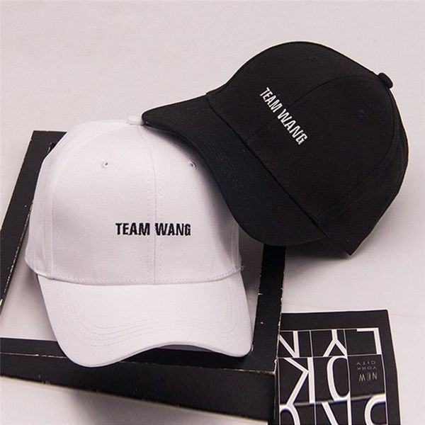 

kpop got7 "team wang" men women plain curved sun visor baseball cap white black hat solid color fashion adjustable caps, Blue;gray