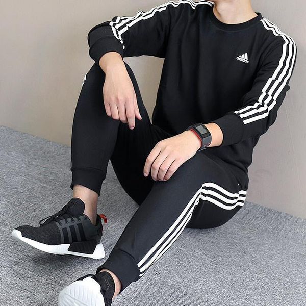 

2019addias brand new fashion suit men sportswear print men hoodies pullover hip hop mens tracksuit sweatshirts clothing, Gray