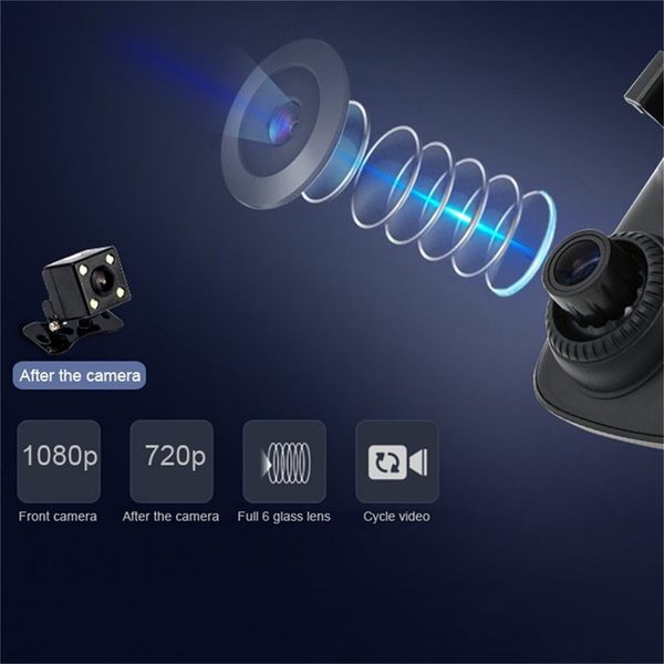 

4g adas car dvr camera video recorder mirror 7.86" android 5.1 with two cameras dash cam registrar black box 16gb